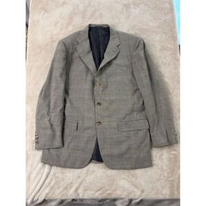 Kiton Wool Blazer wilkes Bashford Mens 44R Beige Plaid Houndstooth stitch repair
